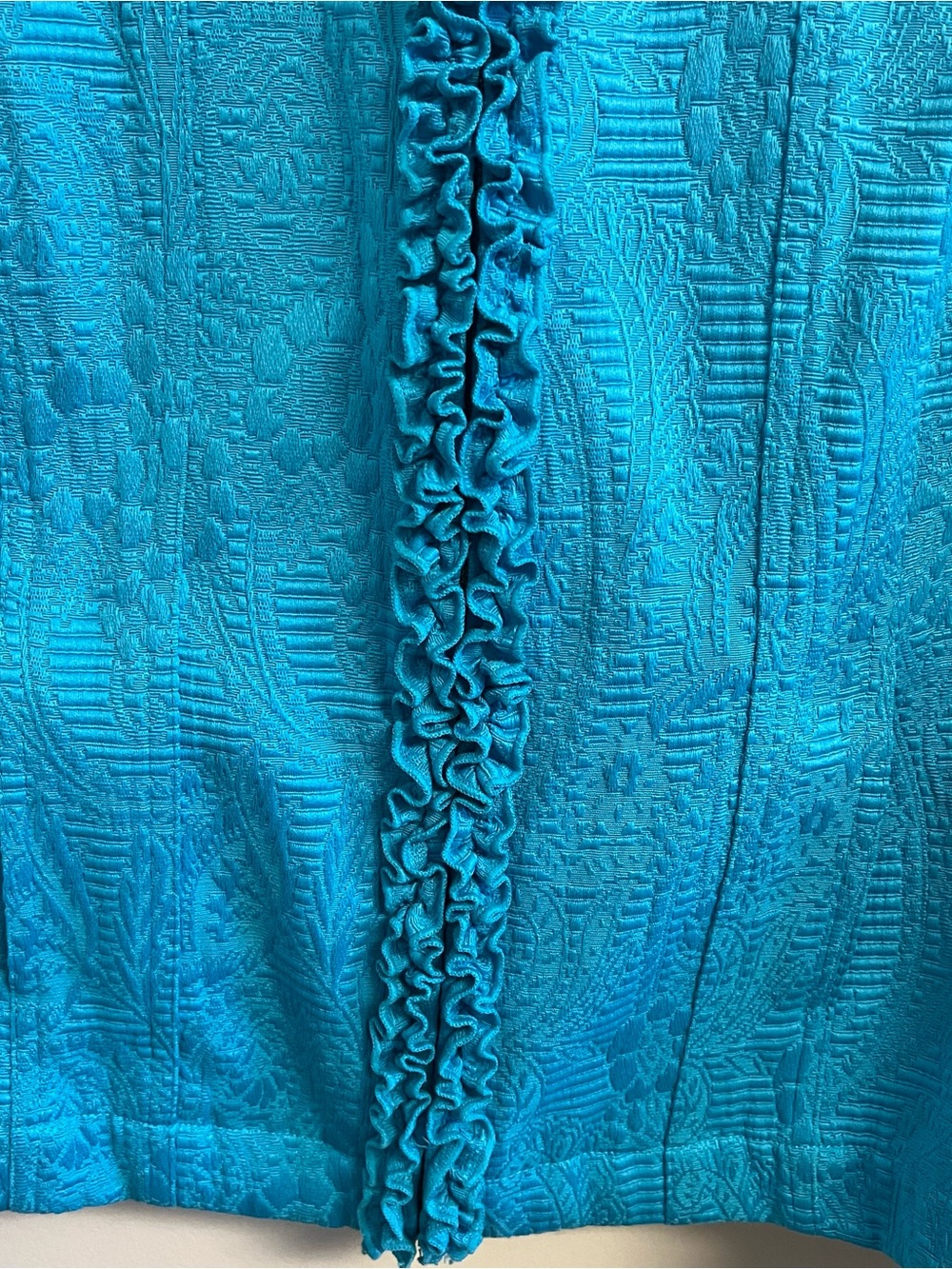 Ruby Rd. Turquoise Ruffle-Trim Blazer Jacket Zipper Size 14 - Picture 4 of 10